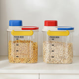 Maxbell Rice Bucket 2.7L Transparent Cereal Container for Kitchen Organization Sugar Red Handle