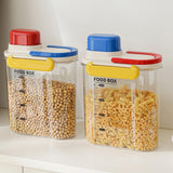 Maxbell Rice Bucket 2.7L Transparent Cereal Container for Kitchen Organization Sugar Red Handle