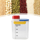Maxbell Rice Bucket 2.7L Transparent Cereal Container for Kitchen Organization Sugar Red Handle