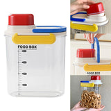 Maxbell Rice Bucket 2.7L Transparent Cereal Container for Kitchen Organization Sugar Red Handle