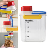 Maxbell Rice Bucket 2.7L Transparent Cereal Container for Kitchen Organization Sugar Red Handle