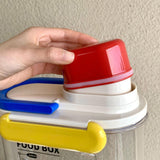 Maxbell Rice Bucket 2.7L Transparent Cereal Container for Kitchen Organization Sugar Red Handle