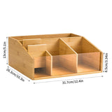 Maxbell Remote Control Storage Box Bamboo Portable for Counter Bedside Table Kitchen 6 Grids