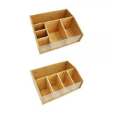 Maxbell Remote Control Storage Box Bamboo Portable for Counter Bedside Table Kitchen 6 Grids