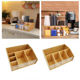 Maxbell Remote Control Storage Box Bamboo Portable for Counter Bedside Table Kitchen 6 Grids