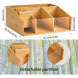 Maxbell Remote Control Storage Box Bamboo Portable for Counter Bedside Table Kitchen 6 Grids