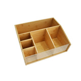 Maxbell Remote Control Storage Box Bamboo Portable for Counter Bedside Table Kitchen 6 Grids