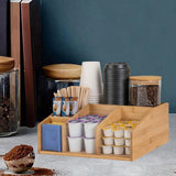 Maxbell Remote Control Storage Box Bamboo Portable for Counter Bedside Table Kitchen 6 Grids