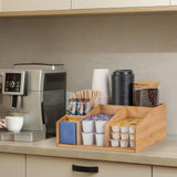 Maxbell Remote Control Storage Box Bamboo Portable for Counter Bedside Table Kitchen 6 Grids