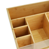 Maxbell Remote Control Storage Box Bamboo Portable for Counter Bedside Table Kitchen 6 Grids