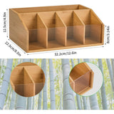 Maxbell Remote Control Storage Box Bamboo Portable for Counter Bedside Table Kitchen 5 Grids