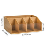 Maxbell Remote Control Storage Box Bamboo Portable for Counter Bedside Table Kitchen 5 Grids