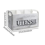 Maxbell White Wooden Utensil Holder Farmhouse Utensil Storage for Flatware Tableware
