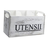 Maxbell White Wooden Utensil Holder Farmhouse Utensil Storage for Flatware Tableware