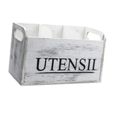 Maxbell White Wooden Utensil Holder Farmhouse Utensil Storage for Flatware Tableware