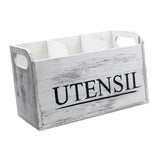 Maxbell White Wooden Utensil Holder Farmhouse Utensil Storage for Flatware Tableware