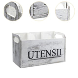 Maxbell White Wooden Utensil Holder Farmhouse Utensil Storage for Flatware Tableware