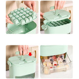 Maxbell Ice Tray with Lid and Bin Quickly Release DIY Ices Box for Hotel Home Coffee Green