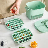 Maxbell Ice Tray with Lid and Bin Quickly Release DIY Ices Box for Hotel Home Coffee Green