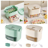 Maxbell Ice Tray with Lid and Bin Quickly Release DIY Ices Box for Hotel Home Coffee Green
