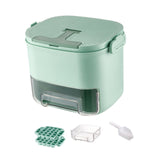 Maxbell Ice Tray with Lid and Bin Quickly Release DIY Ices Box for Hotel Home Coffee Green