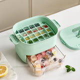 Maxbell Ice Tray with Lid and Bin Quickly Release DIY Ices Box for Hotel Home Coffee Green