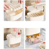 Maxbell Ice Tray with Lid and Bin Quickly Release DIY Ices Box for Hotel Home Coffee Beige