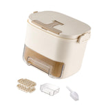 Maxbell Ice Tray with Lid and Bin Quickly Release DIY Ices Box for Hotel Home Coffee Beige