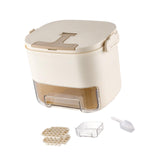 Maxbell Ice Tray with Lid and Bin Quickly Release DIY Ices Box for Hotel Home Coffee Beige