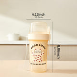 Maxbell Salad Cup Double Layer Practical Portable Salad Shaker for BBQ Travel Picnic light yellow