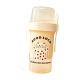 Maxbell Salad Cup Double Layer Practical Portable Salad Shaker for BBQ Travel Picnic light yellow