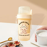 Maxbell Salad Cup Double Layer Practical Portable Salad Shaker for BBQ Travel Picnic light yellow