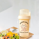 Maxbell Salad Cup Double Layer Practical Portable Salad Shaker for BBQ Travel Picnic light yellow