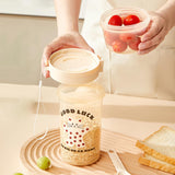 Maxbell Salad Cup Double Layer Practical Portable Salad Shaker for BBQ Travel Picnic light yellow