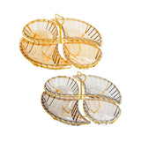 Maxbell Snack Serving Tray with Heart Shaped Handle for Event Tabletop Bridal Shower Gold