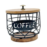 Maxbell Coffee Pod Holder with Wooden Base Iron Container for Kitchen Desktop Office