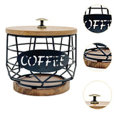 Maxbell Coffee Pod Holder with Wooden Base Iron Container for Kitchen Desktop Office