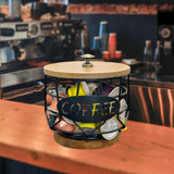 Maxbell Coffee Pod Holder with Wooden Base Iron Container for Kitchen Desktop Office