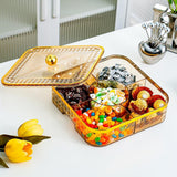 Maxbell Divided Serving Tray Household Snack Display Platter for Nuts Fruits Wedding Yellow