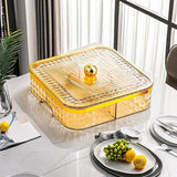 Maxbell Divided Serving Tray Household Snack Display Platter for Nuts Fruits Wedding Yellow