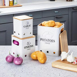Maxbell 3Pcs Potato Onion Garlic Kitchen Storage Canister for Pantry Picnics Camping