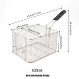 Maxbell Deep Fry Basket Gifts Mesh French Fry Chips Basket for Kitchen Cafe Barbecue Square L