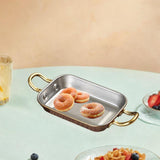 Maxbell Stainless Steel Serving Tray Retro Food Tray for Hamburger Meat French Fries S Retro Gold