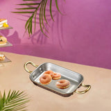 Maxbell Stainless Steel Serving Tray Retro Food Tray for Hamburger Meat French Fries S Retro Gold