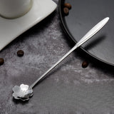 Maxbell 4Pcs Flower Spoon Set Tableware Drink Stirring Spoon Elegant Dessert Spoons Silver