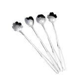 Maxbell 4Pcs Flower Spoon Set Tableware Drink Stirring Spoon Elegant Dessert Spoons Silver