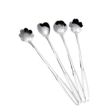 Maxbell 4Pcs Flower Spoon Set Tableware Drink Stirring Spoon Elegant Dessert Spoons Silver