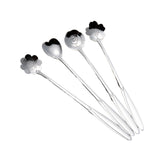 Maxbell 4Pcs Flower Spoon Set Tableware Drink Stirring Spoon Elegant Dessert Spoons Silver
