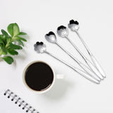 Maxbell 4Pcs Flower Spoon Set Tableware Drink Stirring Spoon Elegant Dessert Spoons Silver