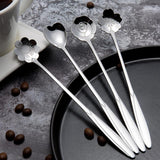 Maxbell 4Pcs Flower Spoon Set Tableware Drink Stirring Spoon Elegant Dessert Spoons Silver